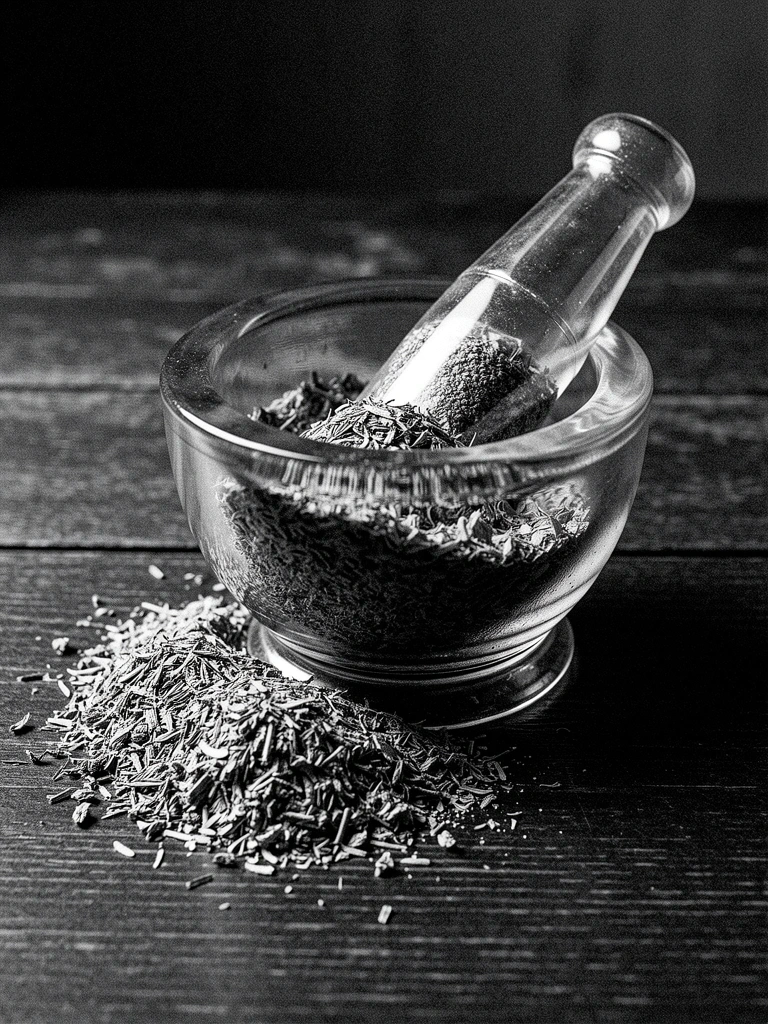 Botanical extraction on a vintage workbench